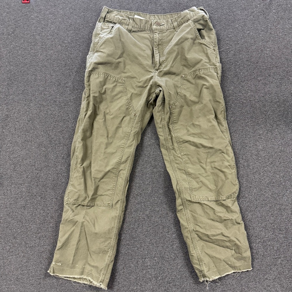 Carhartt Dungaree Work Pants Mens 33x30 Green Good Double Knee B195 ARG